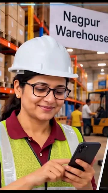 Warehouse manager checking an order on her phone